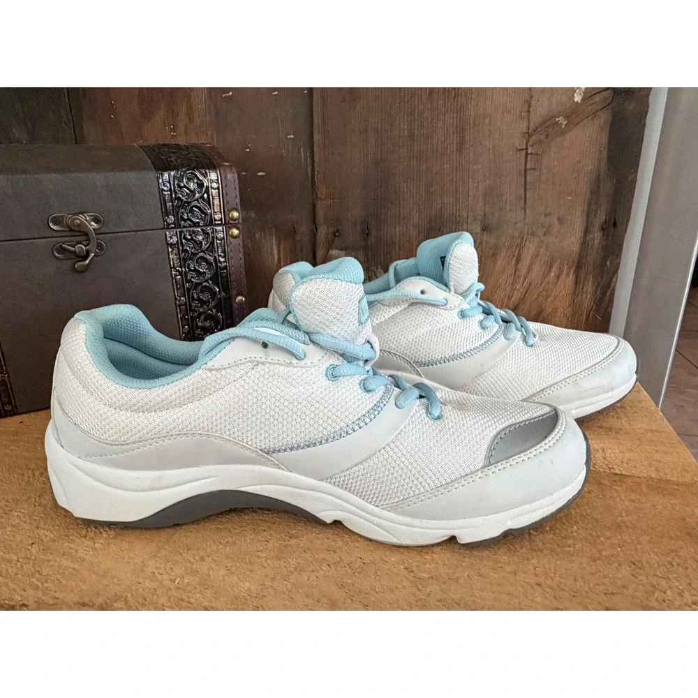 Vionic Kona Womens Walking Shoes White Blue Orthotic Sneakers Size 9 Wide MA14RS